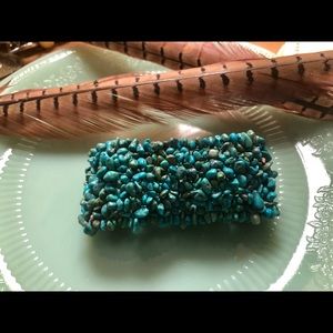 Genuine Turquoise Chip Stretch Bracelet